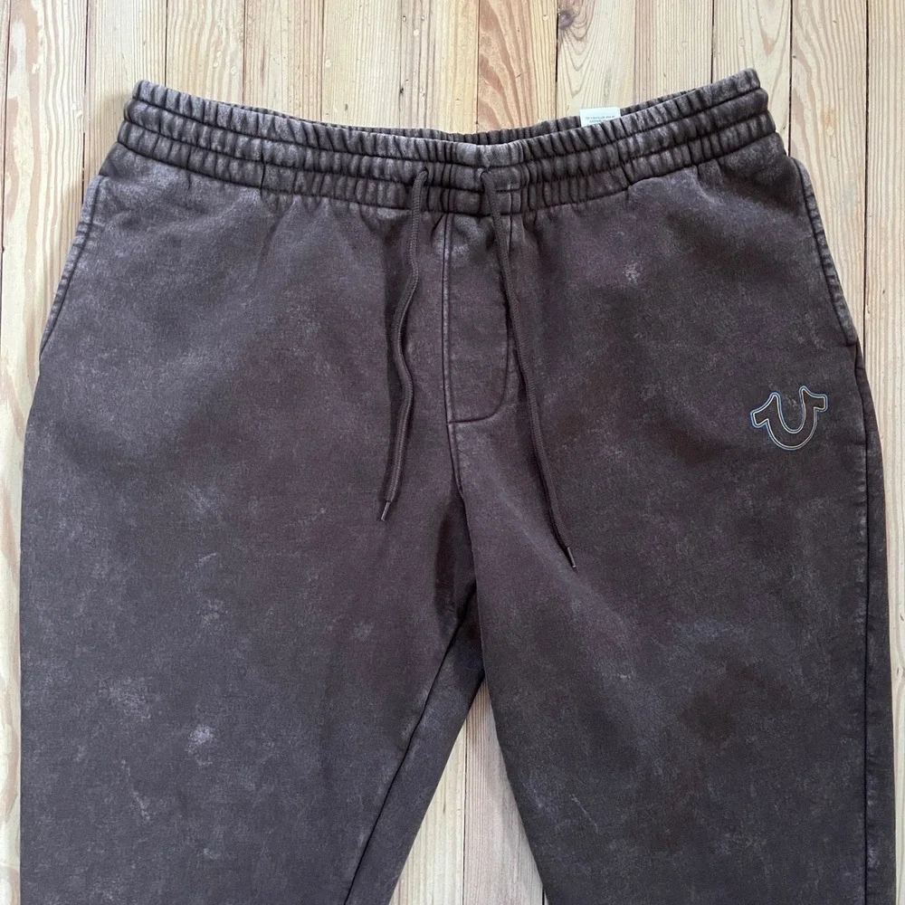 True‎ Religion Mens Sweatpants Joggers Brown Acid Washed Active Casual Size 2XL